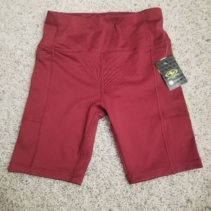 NWT maroon cranberry biker shorts with pockets